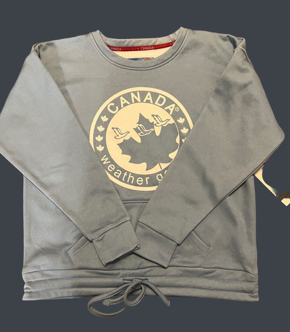 CANADA WEATHERGEAR Logo Printed Crewneck Fleece Sweatshirt, Blue| Women's: S